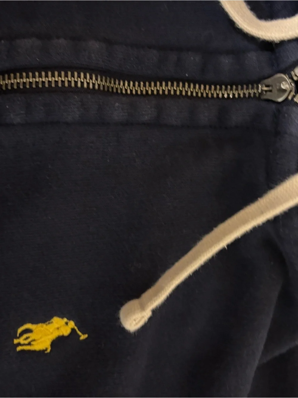 Polo Ralph Lauren Boys Navy Blue Full Zip Hoodie Yellow Pony Size Medium 10-12